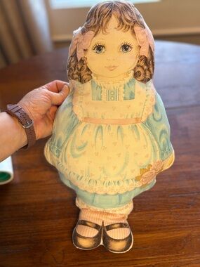 vintage Cranston fabric panel doll pillow -Handmade EUC